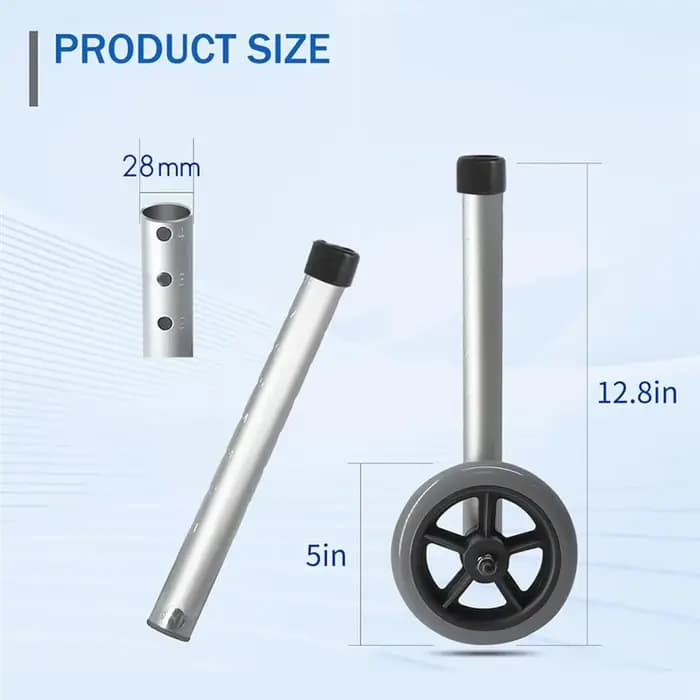 AT21-Walker Wheel 5 pouces, remplacement pour marcheurs 1 paire, roues de marche et pieds de marcheu