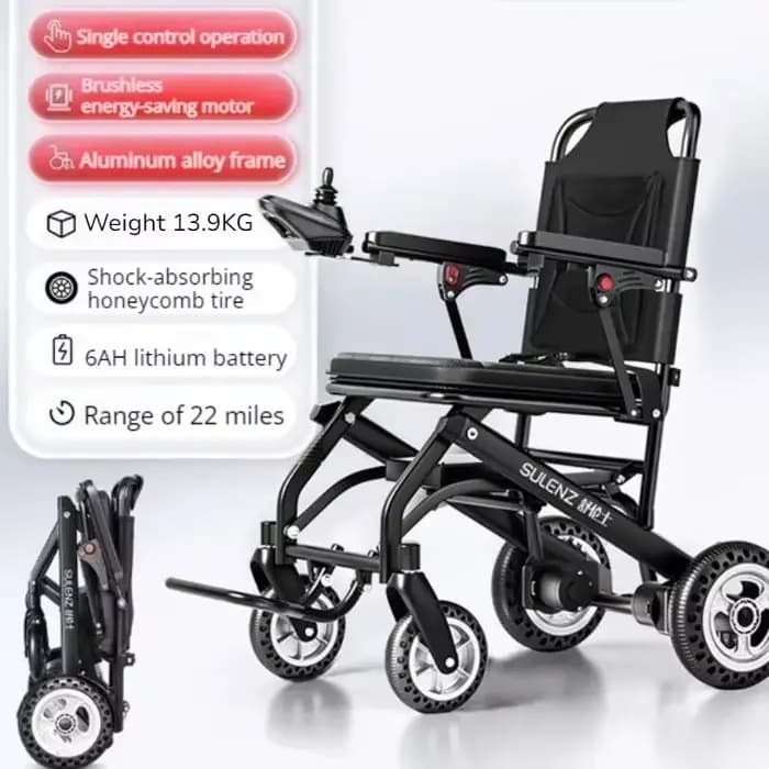 Fauteuil roulant électrique portable ultraléger, pliable, compact, stable, durable, silencieux, faut