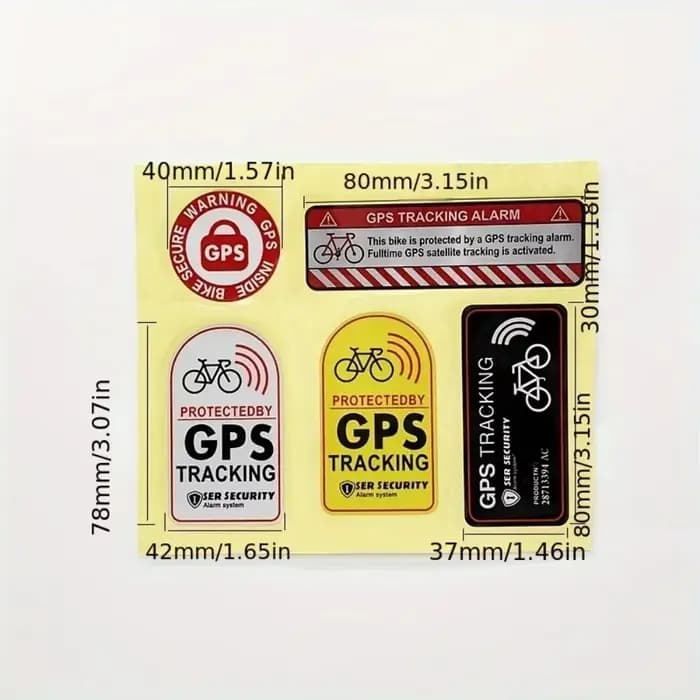 1 ensemble d'autocollants d'avertissement antivol pour vélo, suivi GPS réfléchissant et étanche, uni