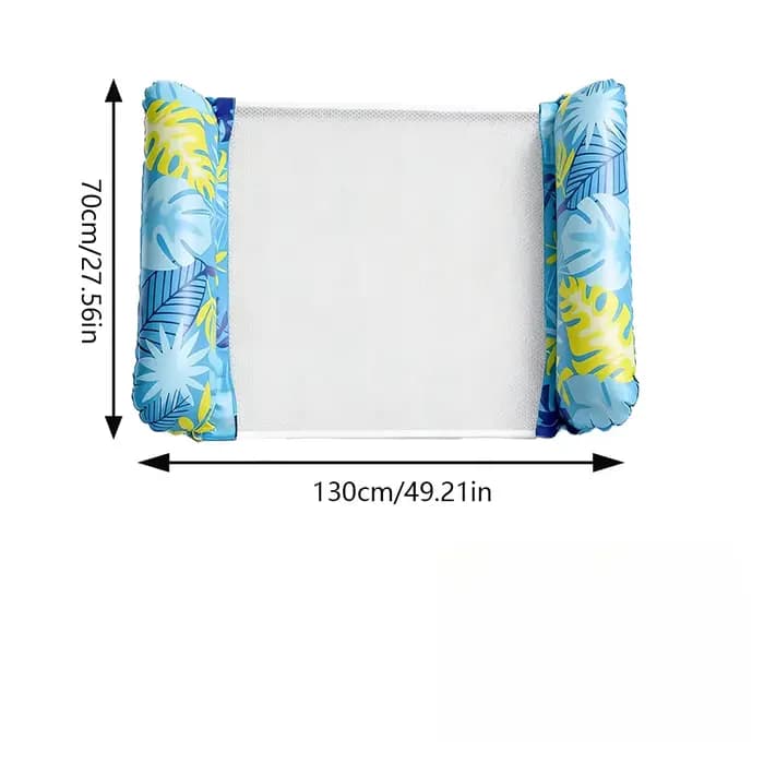 Chaise longue flottante 130×70cm, lit gonflable pliable avec dossier en filet pour plage, piscine, f