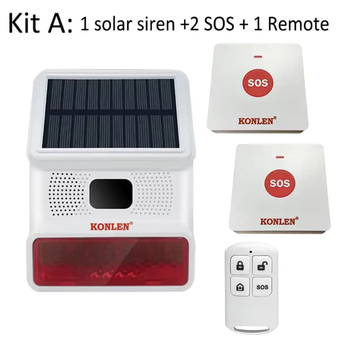 SOS aide bouton d'appel solaire alarme d'urgence sirène extérieure panique crise survie auto-défense