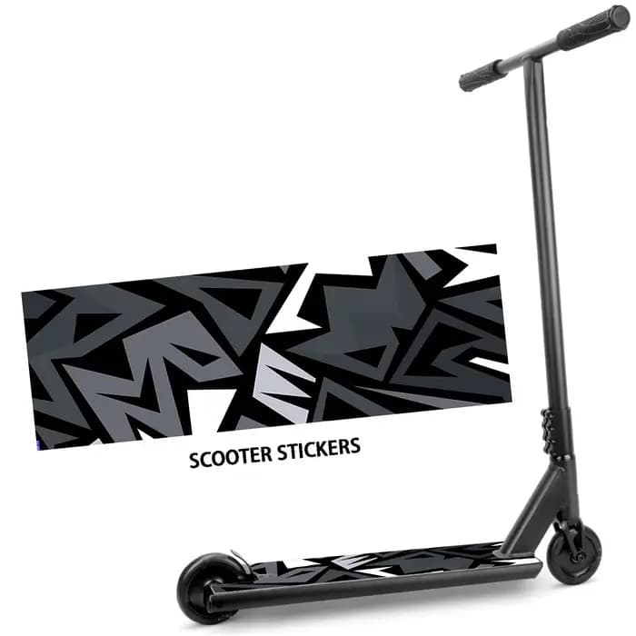 1 autocollant de scooter graffiti géométrique noir et gris cool, autocollant de corps créatif cool, 
