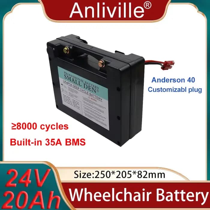 Batterie dédiée pour fauteuil roulant électrique Lifepo4, 24V, 20ah, 30ah, 45ah, pour scooter électr