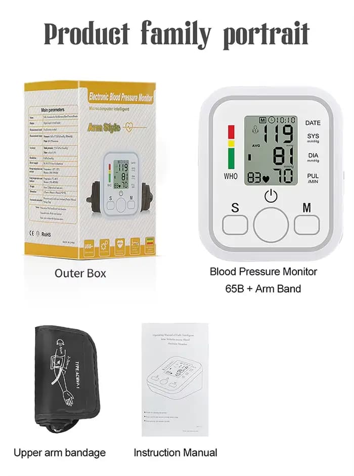 Tensiomètre automatique pour le haut du bras, sphygmomanomètre BP, tonomètre pour mesurer la pressio