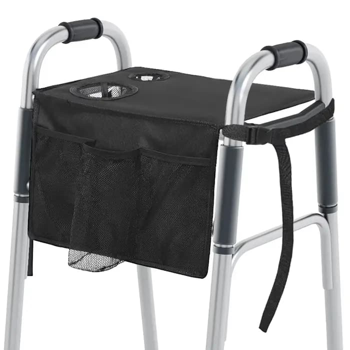 Plateau pliable pour déambulateur avec porte-gobelet, sac de rangement multi-poches pour déambulateu