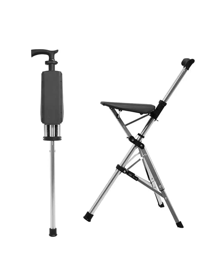Canne de marche pliable en alliage d'aluminium de haute qualité, avec siège réglable, chaise à béqui