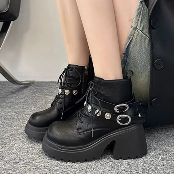 Bottines à talons hauts pour femmes, chaussures de styliste épaisses, escarpins à la mode, confortab