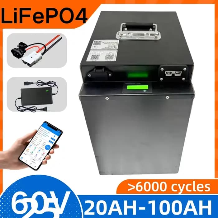 Batterie Lifepo4 20S 60V 50Ah 80Ah 100Ah 120Ah 150Ah 180Ah 200Ah pour système solaire hybride de sec