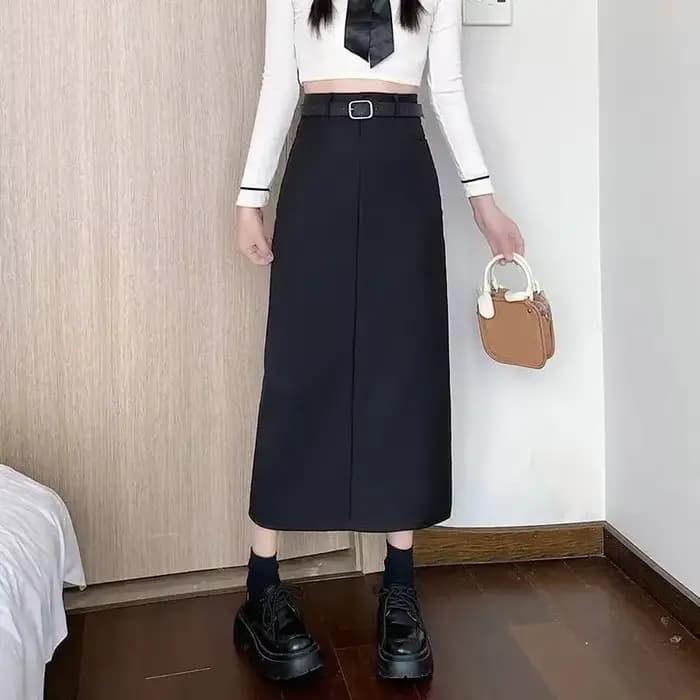 Jupe femme 2025 décontracté mi-longue a-ligne jupe longue printemps automne taille haute minceur fen