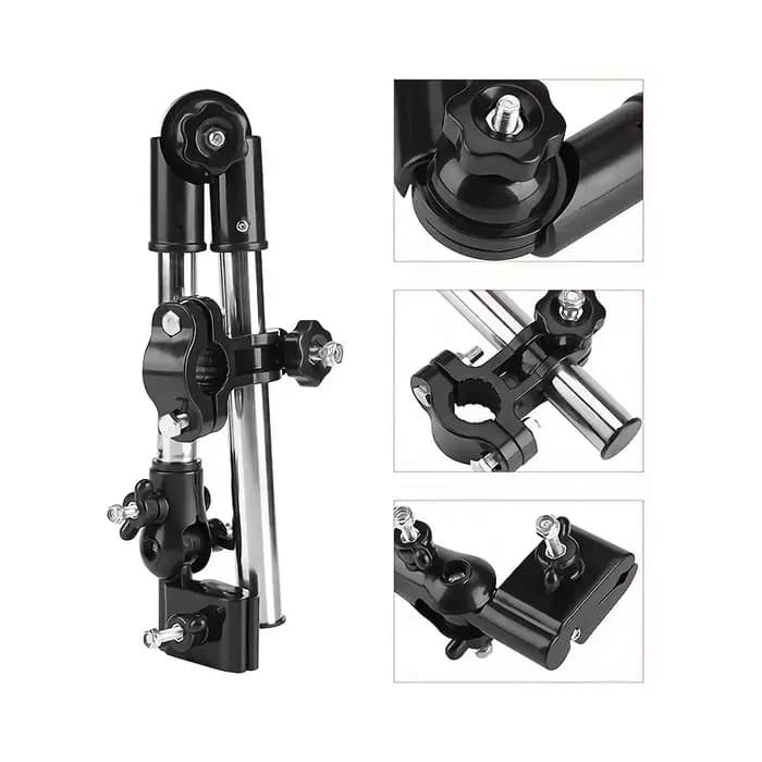 Support de parapluie réglable en acier inoxydable pour fauteuils roulants et vélos - Conception plia