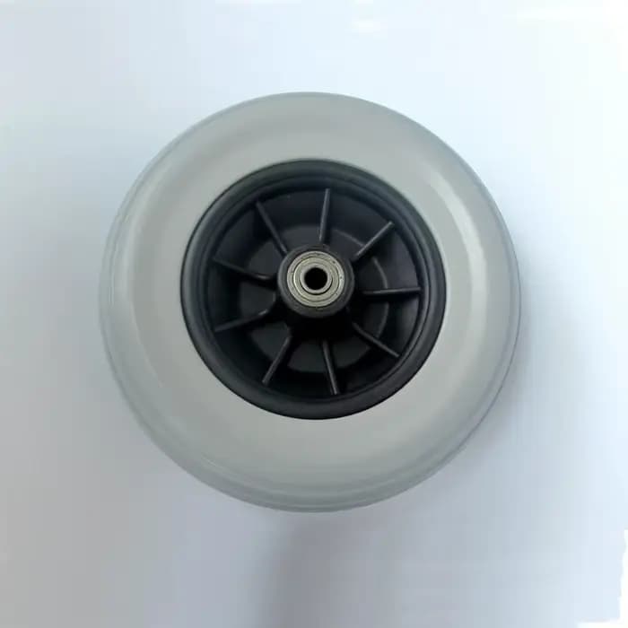 Roue en PU élastique résistante à l'usure, roue épaisse, roue de fauteuil roulant, moyeu en nylon, d