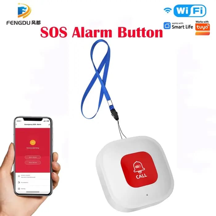 Tuya WiFi Smart SOS – Bouton d'appel d'urgence sans fil pour personnes âgées et patients, compatible