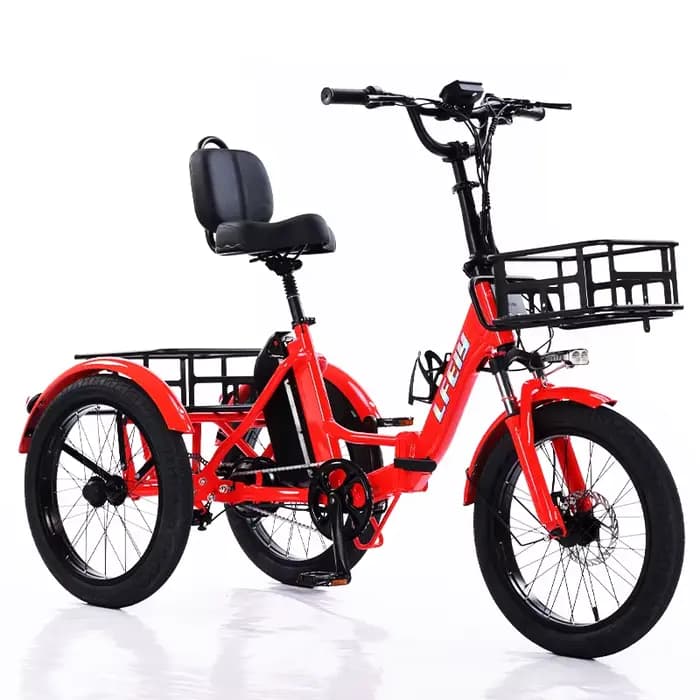 Tricycle électrique adulte Mini voiture véhicule cargo pliable 48V 350W 3 roues vélo électrique plia