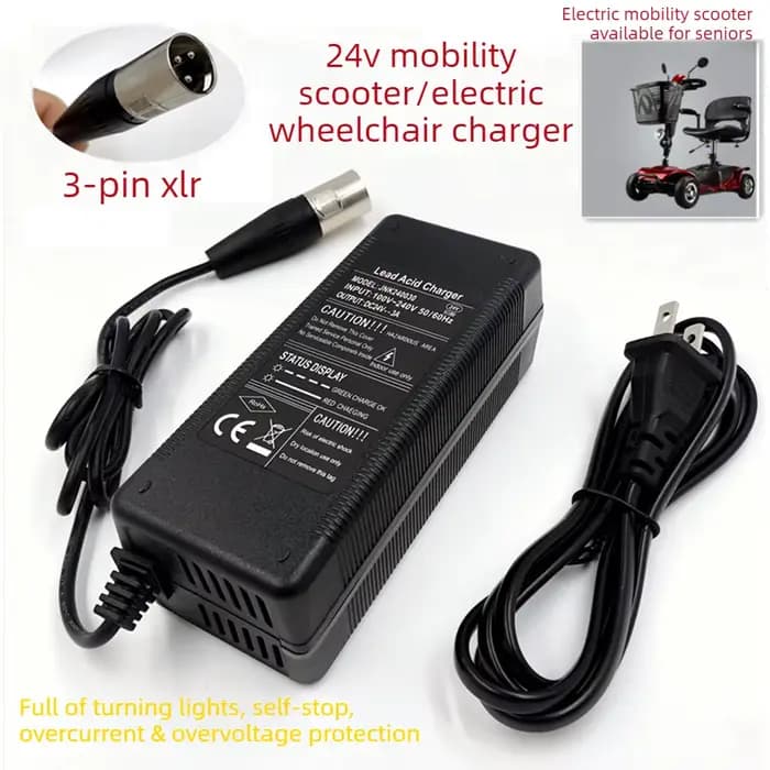 Chargeur de batterie au plomb-acide pour fauteuil roulant et véhicule de golf 24V, chargeur de batte