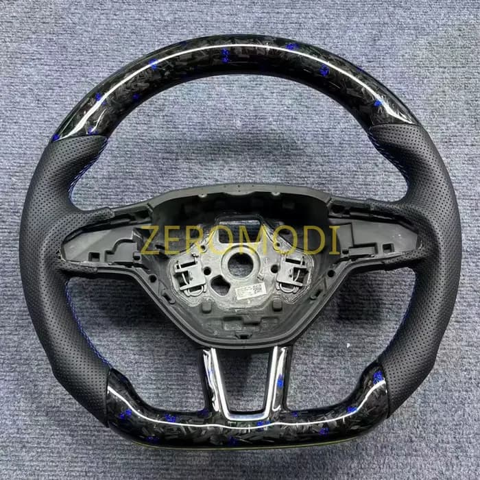 Pour Skoda Octavia MK3, 3V, 5E, volant en fibre de carbone forgé noir