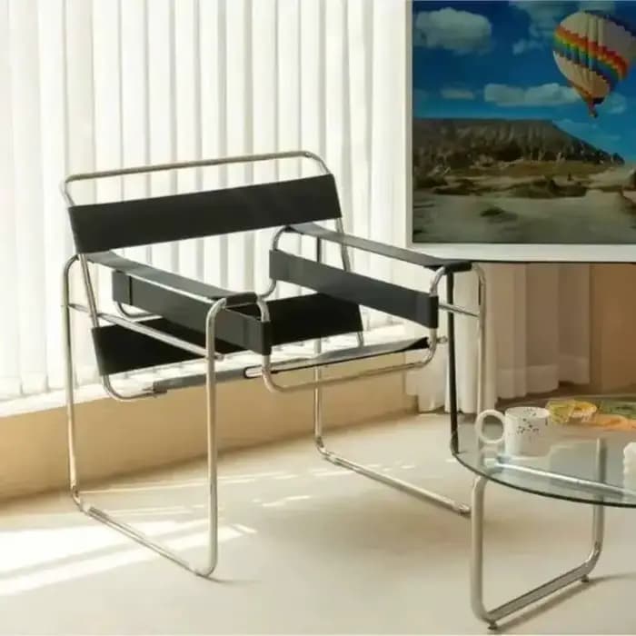 Canapé simple léger en cuir, selle de luxe, Style acier inoxydable, chaise paresseuse pour la maison