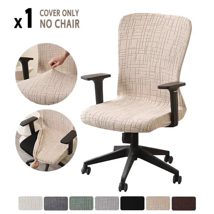 Housse de chaise de bureau en Jacquard, 1 pièce, extensible, pour ordinateur, rotative, anti-poussiè