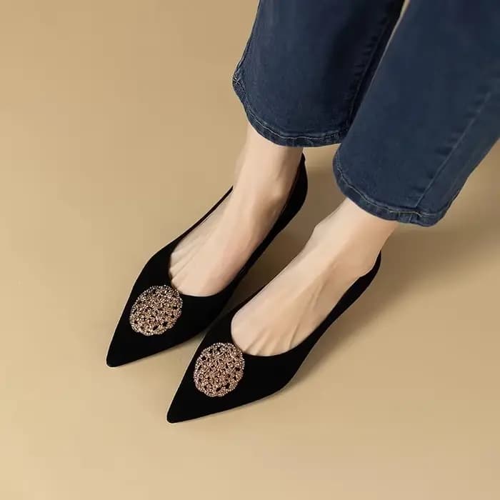 Chaussures françaises noires à talons moyens pour femmes, chaussures de bureau et de carrière confor