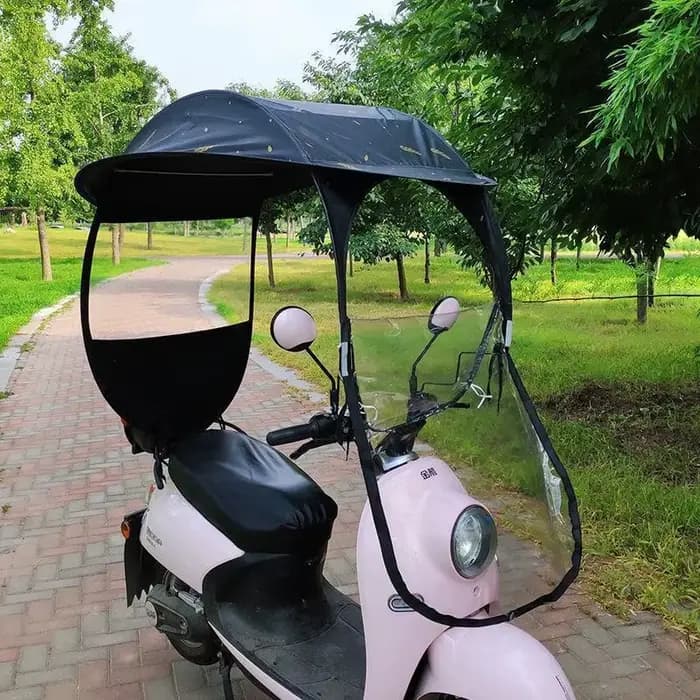 Auvent de protection contre la pluie et le soleil pour scooter, pare-vent imperméable, parapluie uni