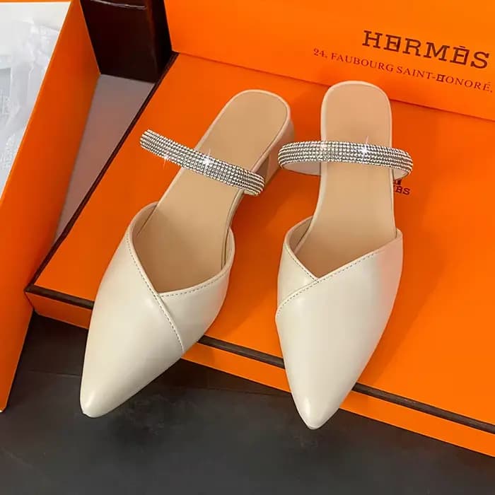 Nouvelles mules confortables à talon moyen pour femme 2026 – Chaussures de créateur à bout pointu, é