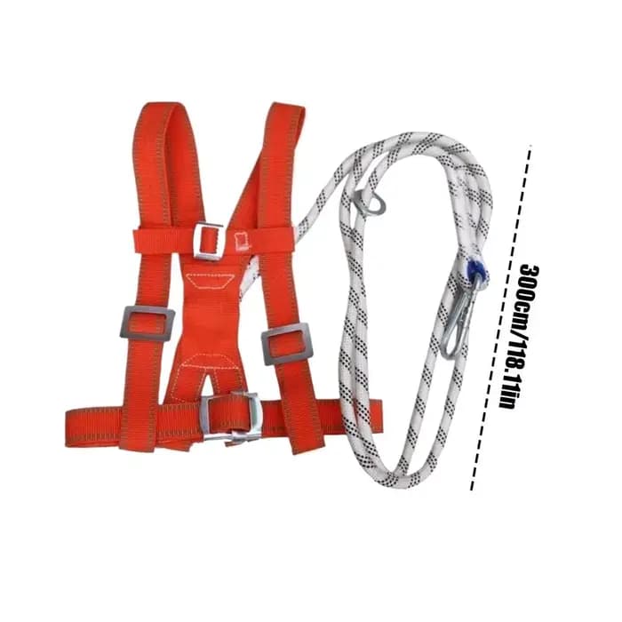 Kit de protection antichute avec harnais de sécurité et longe amortissante pour travaux de toiture –