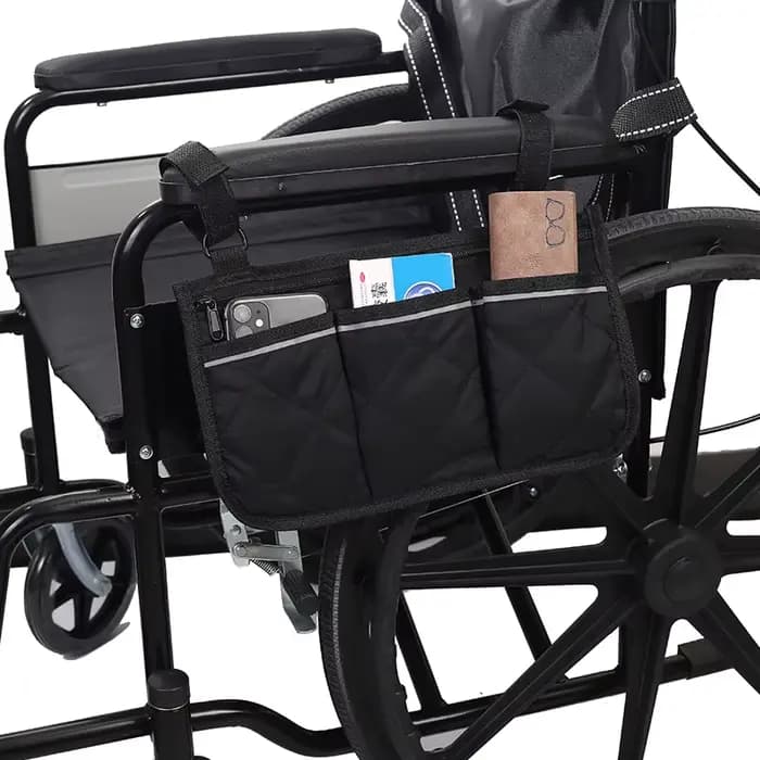 Sac latéral pour fauteuil roulant, pochette de rangement 32x18cm |   Support accessible amovible pou