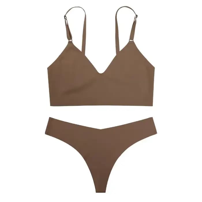 Ensemble de soutien-gorge pour femmes, dos en T, sans couture, sans fil, Push up, confortable, respi