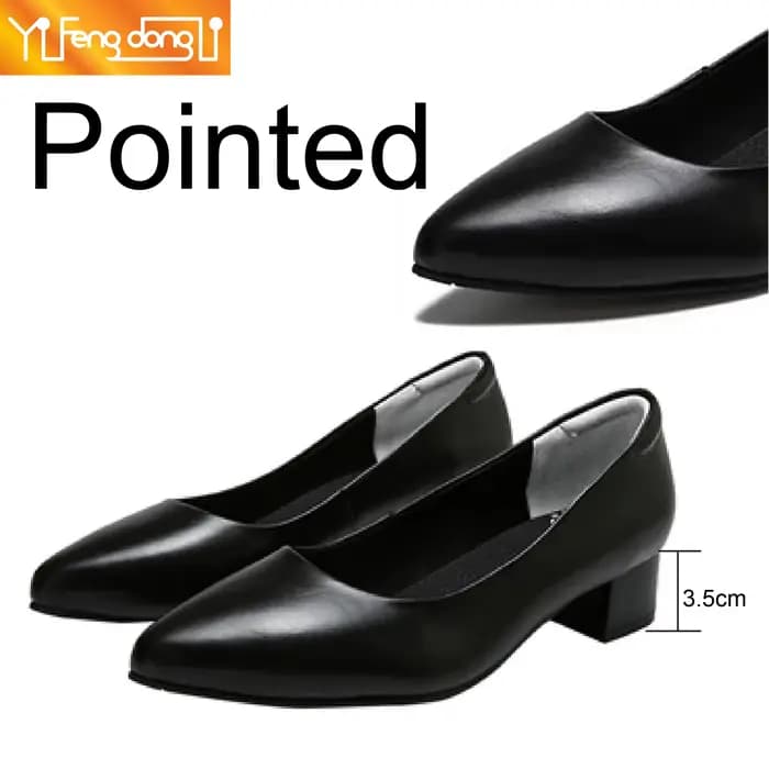Chaussures en cuir véritable à talon moyen confortables et respirantes Convient au personnel de serv
