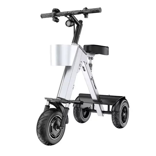 Trottinette Électrique Pliable à 3 Roues avec Siège et mir, Mini Tricycle de 36V pour Adultes et Per