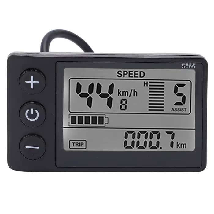 Panneau de commande à grand écran LCD pour vélo électrique, compteur monté sur guidon, prise étanche