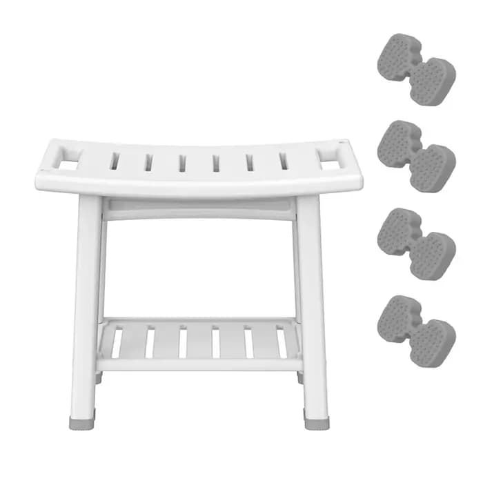 Bancs de douche HDPS, chaise de douche durable, espaces de rangement à 2 niveaux et doubles poignées