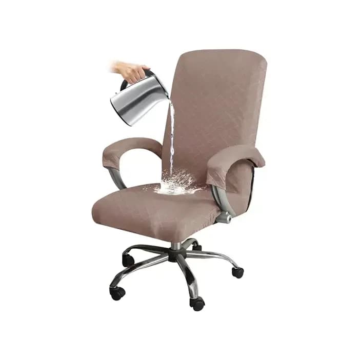 Juste de chaise de bureau en jacquard à carreaux avec accoudoir, housse de siège d'ordinateur rotati