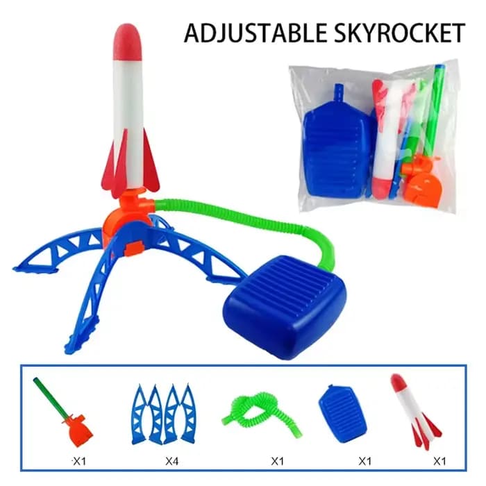 KNYYSECQ Canon Lanceur de Fusées Lumineux à Pédale pour Enfants, Jouet de Fusée Volante