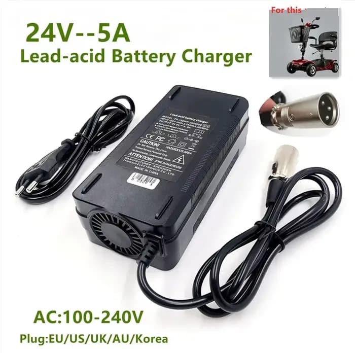 Chargeur de batterie au plomb 24V 5A pour fauteuil roulant, chariot de golf, chargeur au plomb-acide