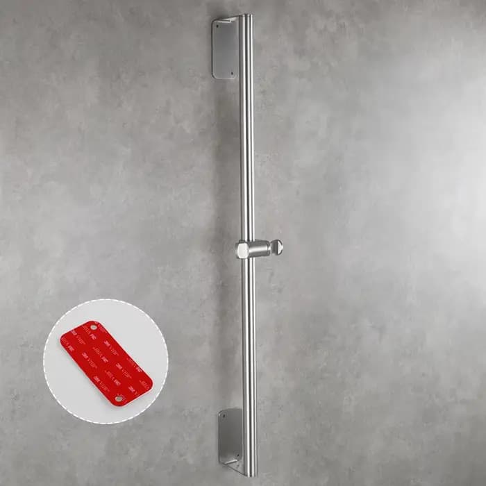 Barre marketde douche allongée, ensemble de douche auto-adhésif, barre de douche sans perceuse avec 