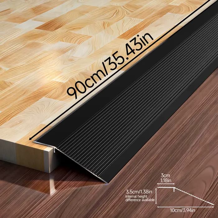 Rampe de seuil en aluminium 90x10cm pour accès fauteuil roulant, bande de transition pour sol, seuil
