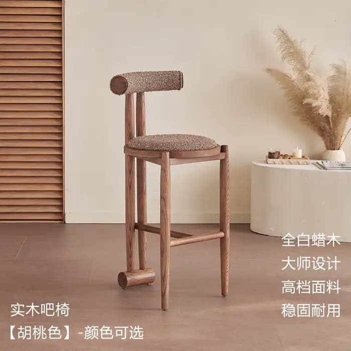 Chaise de bar contemporaine en bois, confortable, classique, style mid-century, pour cuisine, mobile