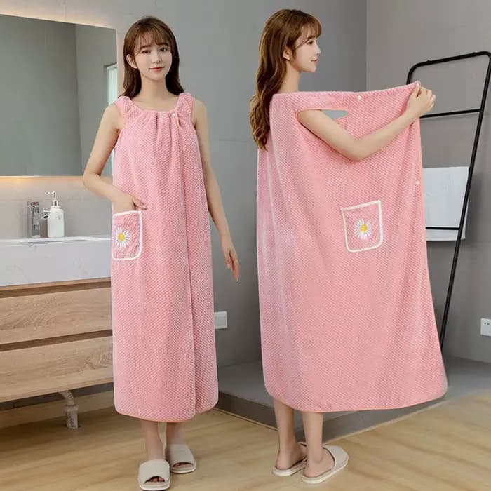 Serviette de bain pour femme, peignoir long en polyester absorbant l'eau, pour adultes, à porter com
