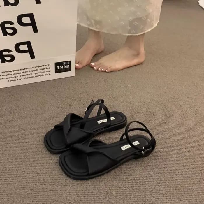 Sandales d'été pour femmes, semelle plate en caoutchouc, confortables, respirantes, à la mode, de lu