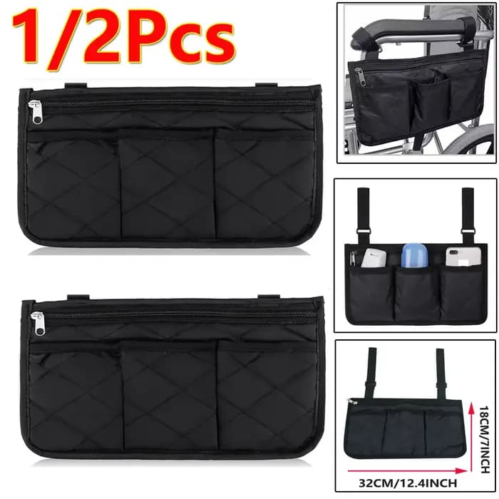 Sac latéral pour fauteuil roulant sur roulettes, côté chaise de plage avec bande réfléchissante, poc