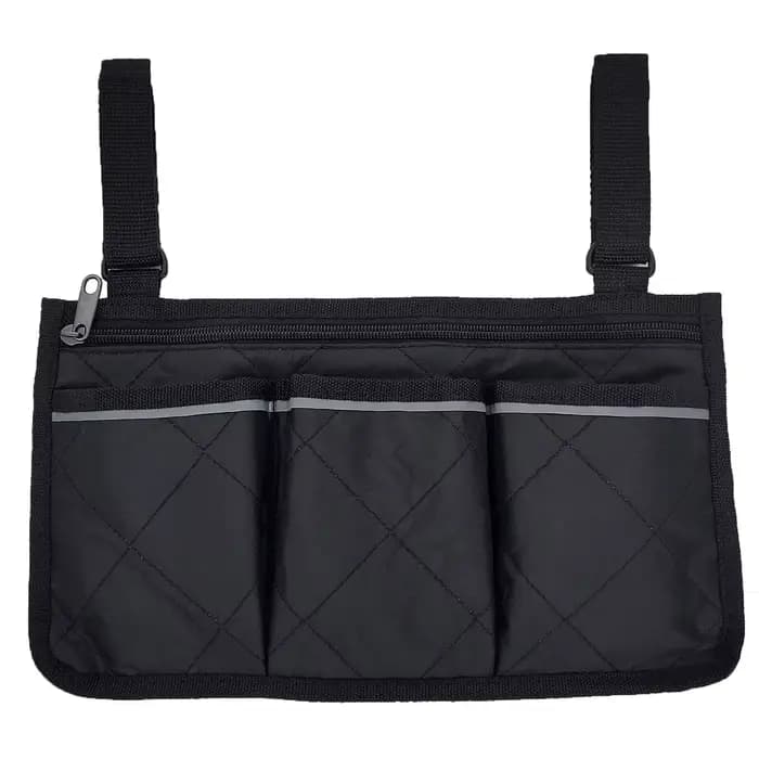Sac d'accoudoir latéral pour fauteuil roulant, sac de rangement pour fauteuil roulant, bande réfléch