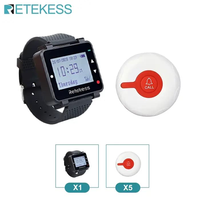 Retekess-Système d'appel d'infirmière soignante, clavier de restaurant, récepteur de montre T128, 5 