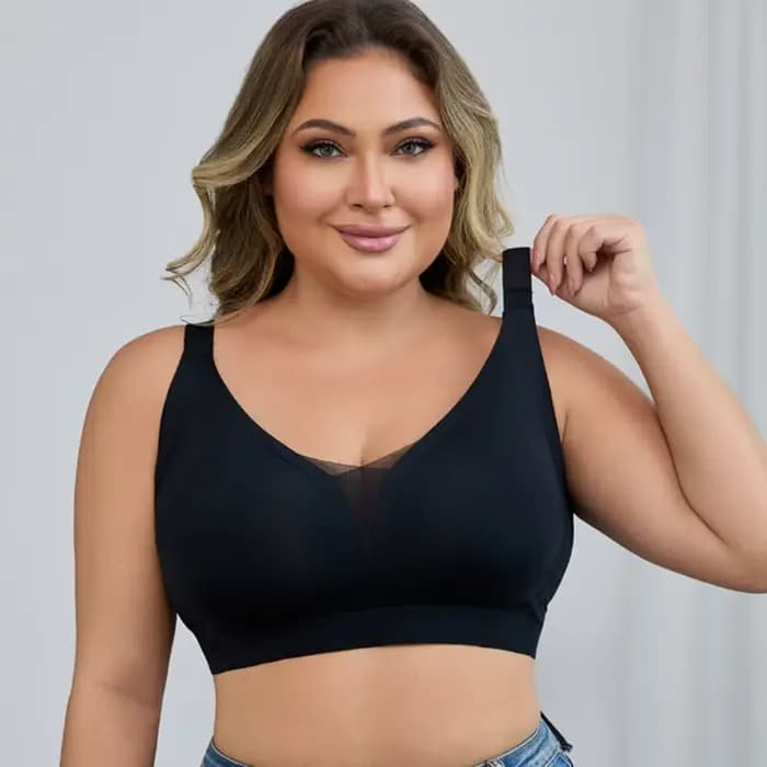 Soutien-gorge sans couture pour femmes grandes tailles, en maille respirante, col en V, lingerie, br