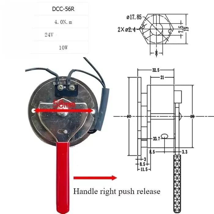 Frein pour fauteuil roulant électrique DCC-56, frein électromagnétique 24V DC avec poignée de déverr