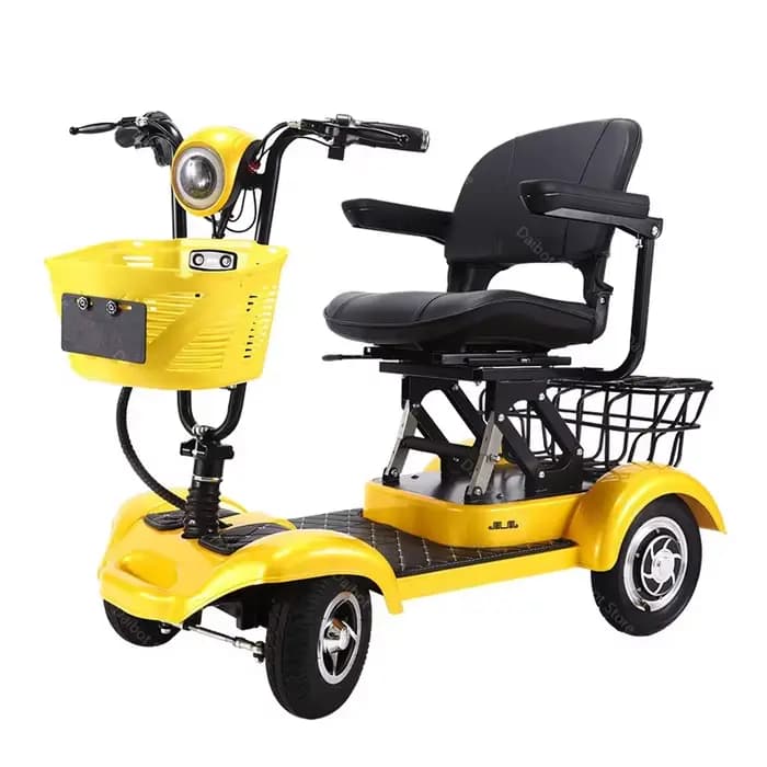 Trottinette Électrique Pliable à 4 Roues, 300W x 2, 48V, Rouge/Jaune, Vélo Électrique pour Personnes