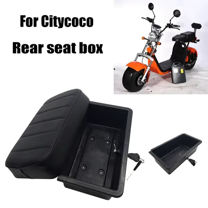 Boîte de rangement carrée pour siège arrière avec serrure pour scooter électrique Citycoco Harley