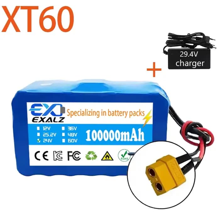 Batterie au lithium pour fauteuil roulant électrique 24V, Pack 7S4P 18650 100Ah haute puissance pour