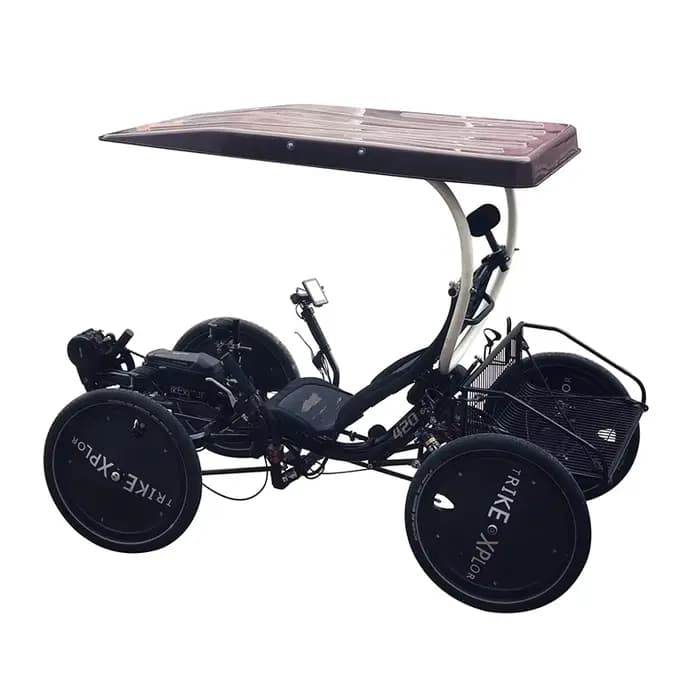 Vélo couché quadricycle confortable pour les longs trajets, moteur électrique Bafang 500W