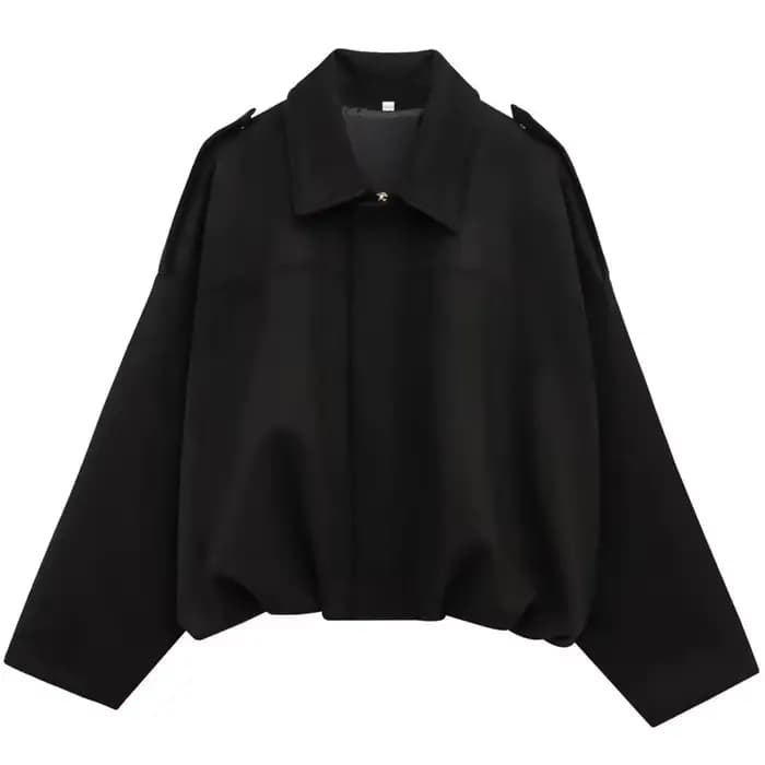 HXAO – veste courte en daim pour femme, blouson bombardier surdimensionné, manches chauve-souris, vê