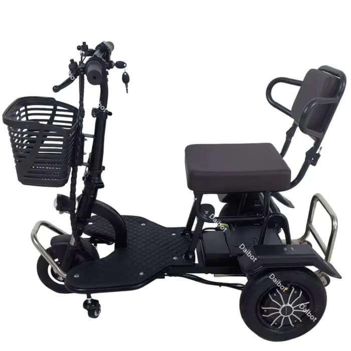 Tricycle électrique pliable à double moteur pour adultes, 3 roues, avec siège amovible, pour longue 